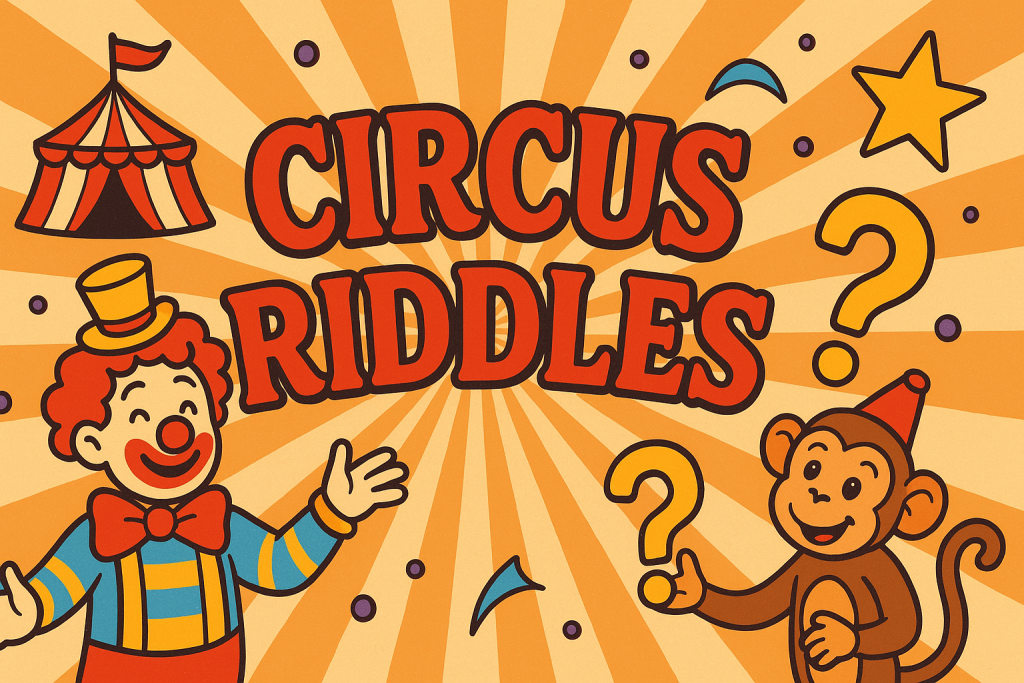 A banner image for riddlespot.com featuring Circus Riddles