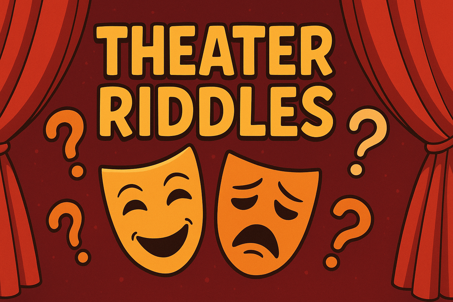 A banner image for riddlespot.com with two face mask featuring Theater Riddles