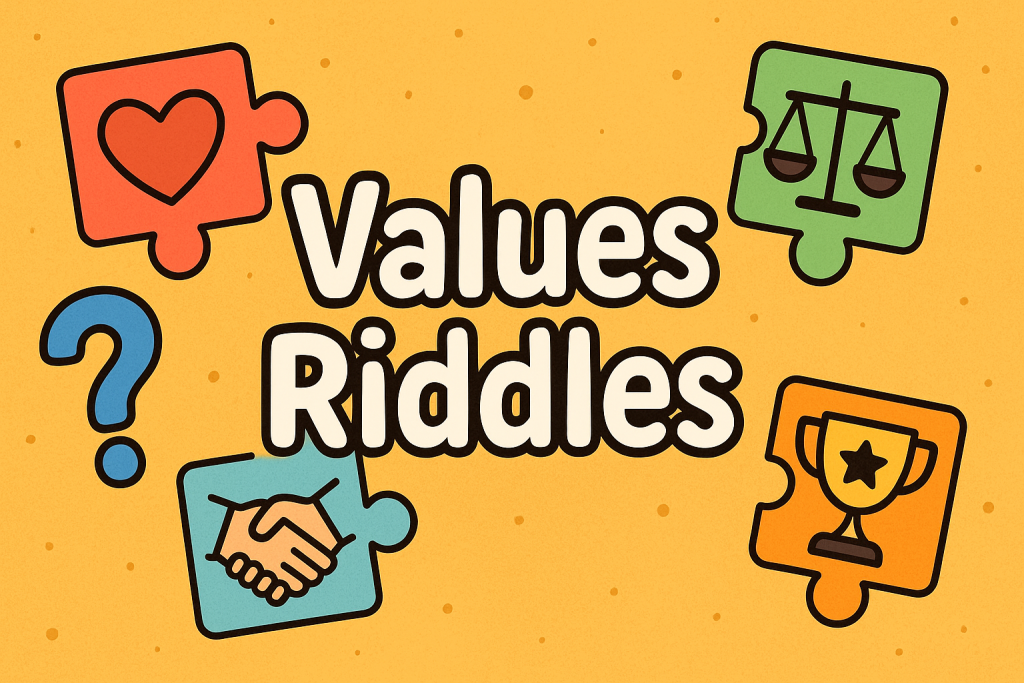 A banner image for riddlespot.com featuring Values Riddles