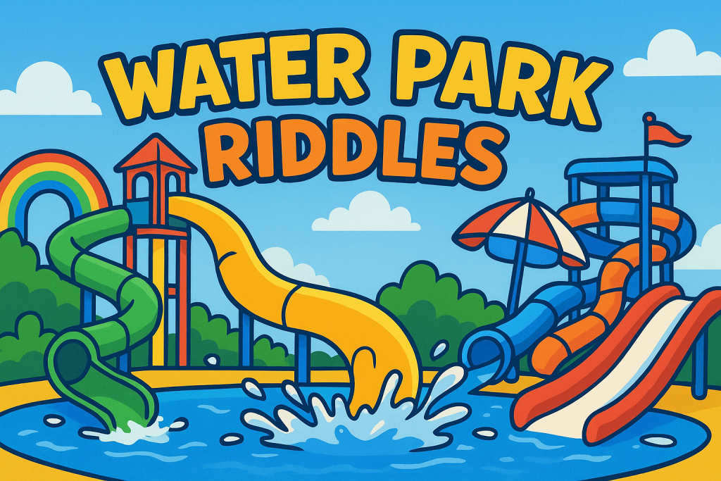 A banner image for riddlespot.com featuring Water Park Riddles